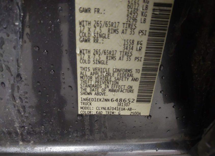 Photo 9 of 2022 Nissan Frontier SV 4X4 (VIN 1N6ED1EK2NN648652)