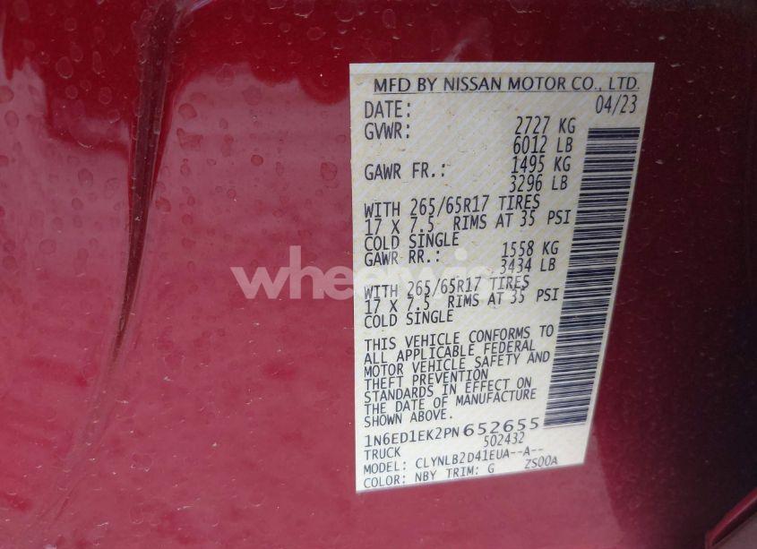 Photo 9 of 2023 Nissan Frontier SV 4X4 (VIN 1N6ED1EK2PN652655)