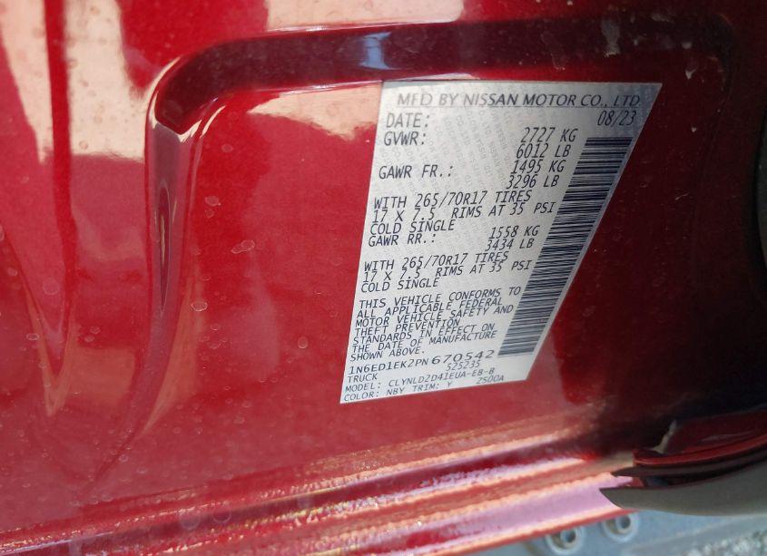 Photo 9 of 2023 Nissan Frontier PRO-4X 4X4 (VIN 1N6ED1EK2PN670542)