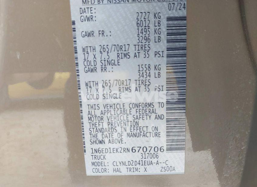 Photo 9 of 2024 Nissan Frontier PRO-4X 4X4 (VIN 1N6ED1EK2RN670706)
