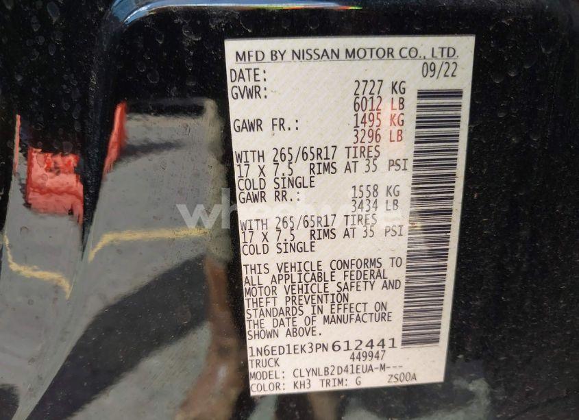 Photo 9 of 2023 Nissan Frontier SV 4X4 (VIN 1N6ED1EK3PN612441)