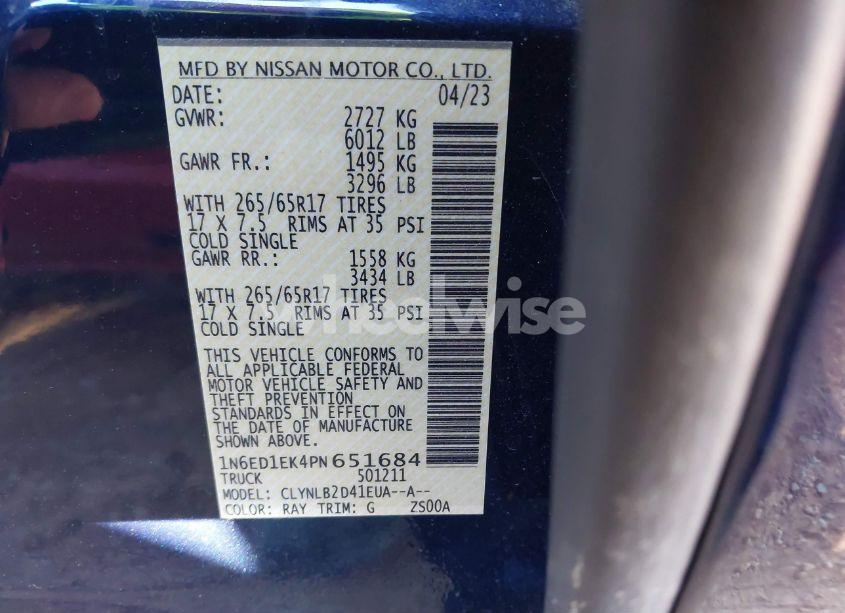 Photo 9 of 2023 Nissan Frontier SV 4X4 (VIN 1N6ED1EK4PN651684)