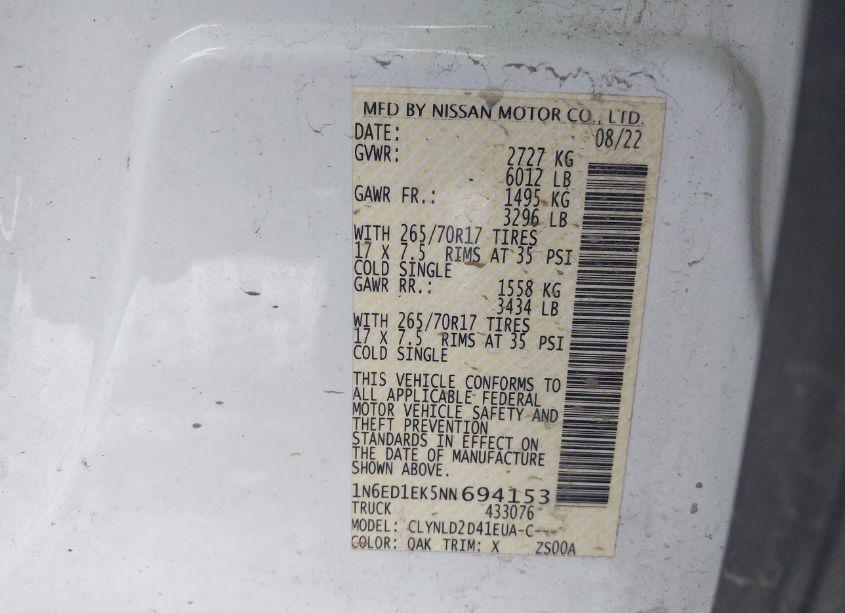 Photo 9 of 2022 Nissan Frontier PRO-4X 4X4 (VIN 1N6ED1EK5NN694153)