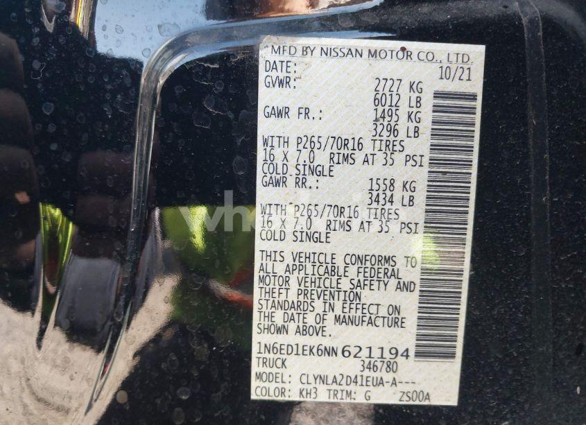 Photo 9 of 2022 Nissan Frontier S 4X4 (VIN 1N6ED1EK6NN621194)