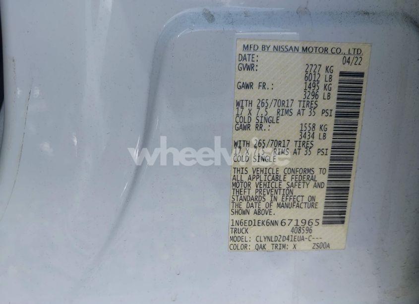 Photo 9 of 2022 Nissan Frontier PRO-4X 4X4 (VIN 1N6ED1EK6NN671965)