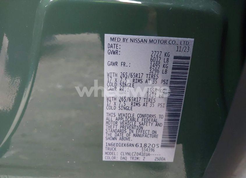 Photo 9 of 2024 Nissan Frontier SV 4X4 (VIN 1N6ED1EK6RN618205)