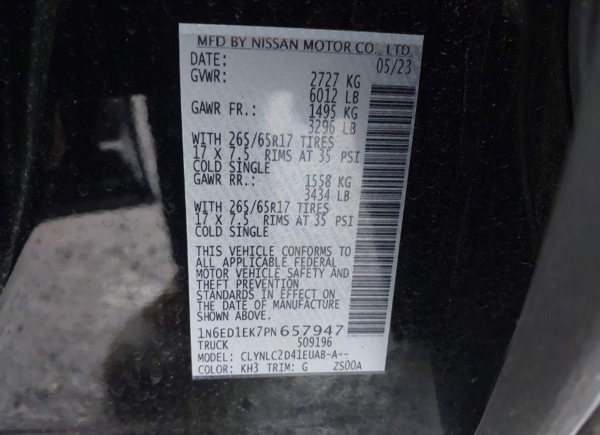 Photo 9 of 2023 Nissan Frontier SV 4X4 (VIN 1N6ED1EK7PN657947)