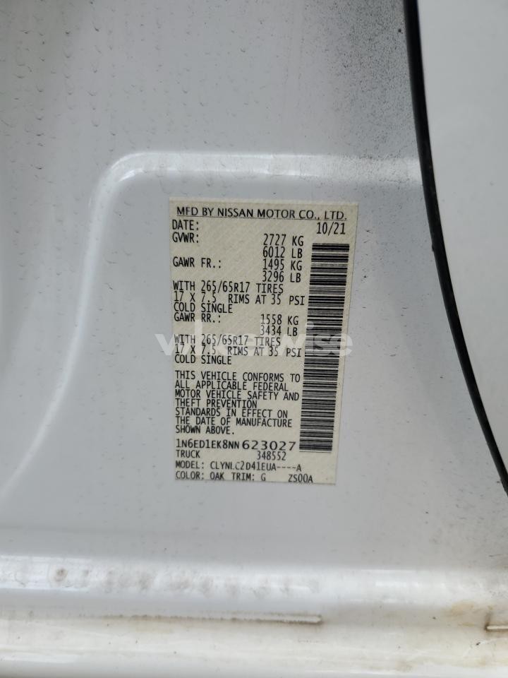 Photo 12 of 2022 NISSAN FRONTIER S (VIN 1N6ED1EK8NN623027)