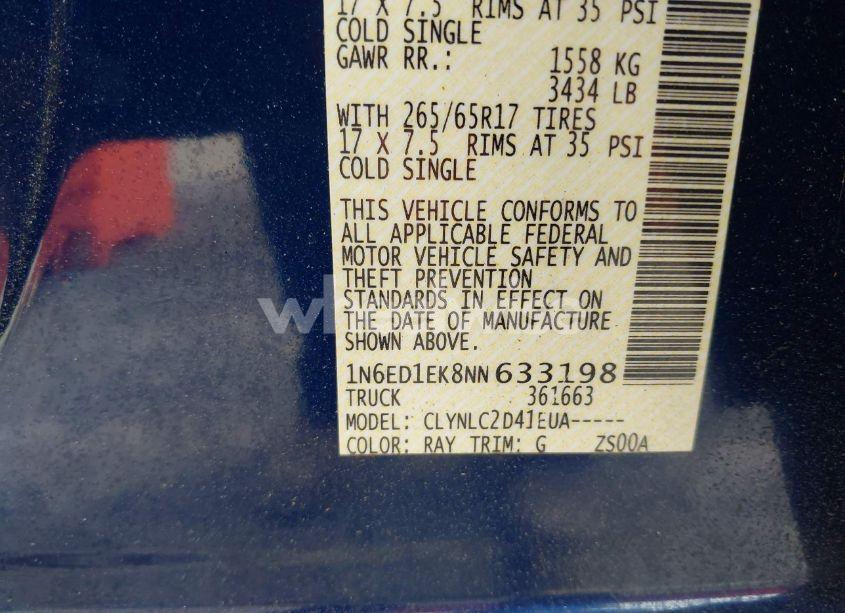 Photo 9 of 2022 Nissan Frontier SV 4X4 (VIN 1N6ED1EK8NN633198)