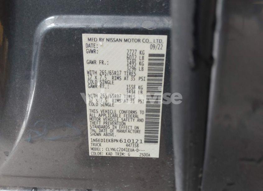 Photo 9 of 2023 Nissan Frontier SV 4X4 (VIN 1N6ED1EK8PN610121)