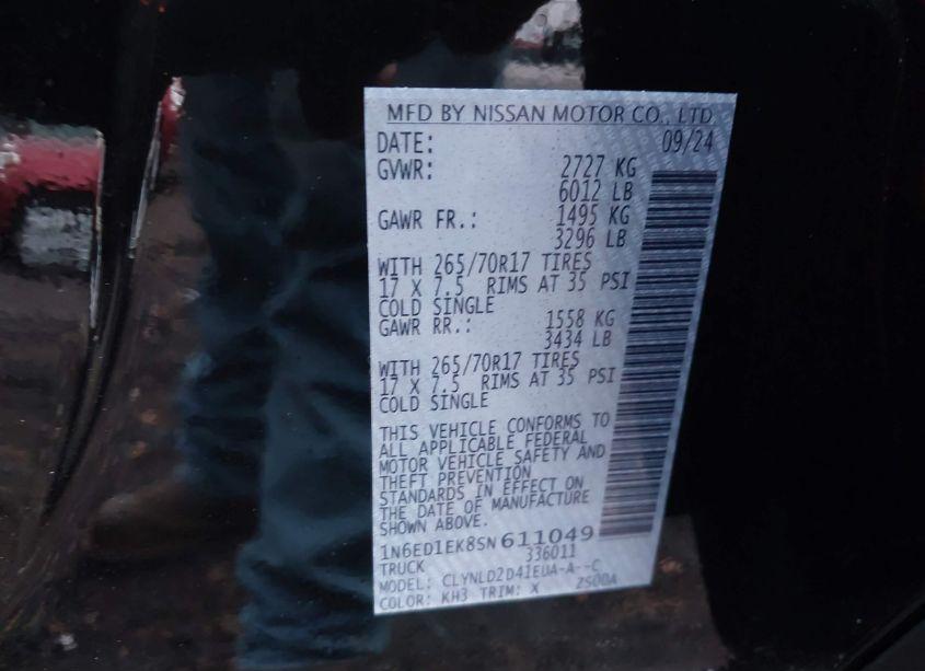 Photo 9 of 2025 Nissan Frontier PRO-4X 4X4 (VIN 1N6ED1EK8SN611049)