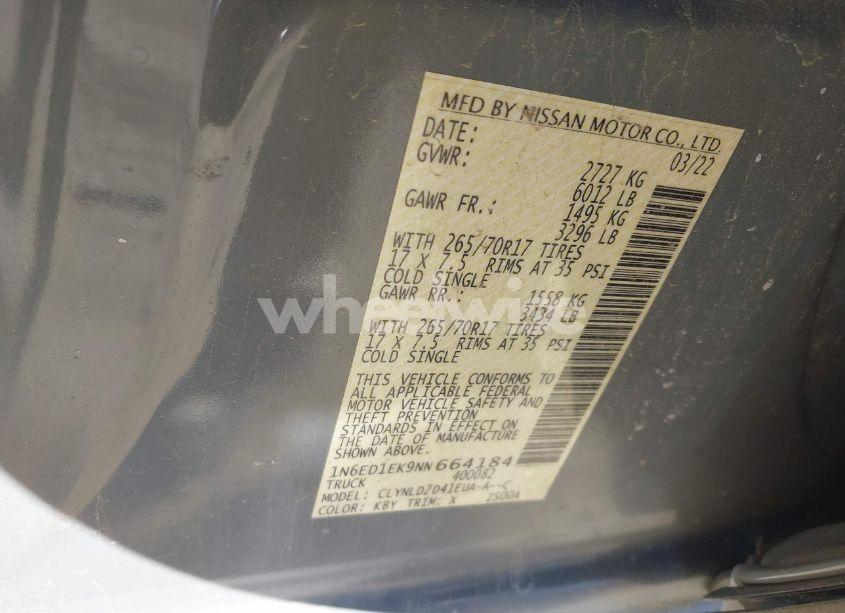 Photo 9 of 2022 Nissan Frontier PRO-4X 4X4 (VIN 1N6ED1EK9NN664184)