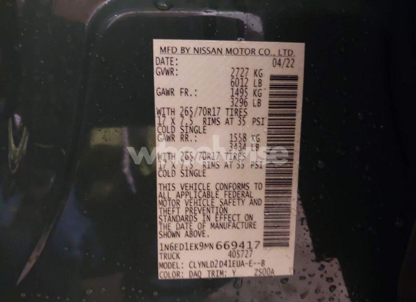 Photo 9 of 2022 Nissan Frontier N/A (VIN 1N6ED1EK9NN669417)