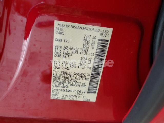 Photo 12 of 2022 NISSAN FRONTIER S N/A (VIN 1N6ED1EK9NN678618)