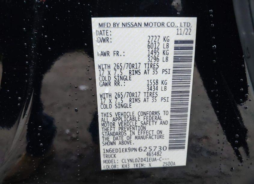 Photo 9 of 2023 Nissan Frontier PRO-4X 4X4 (VIN 1N6ED1EK9PN625730)