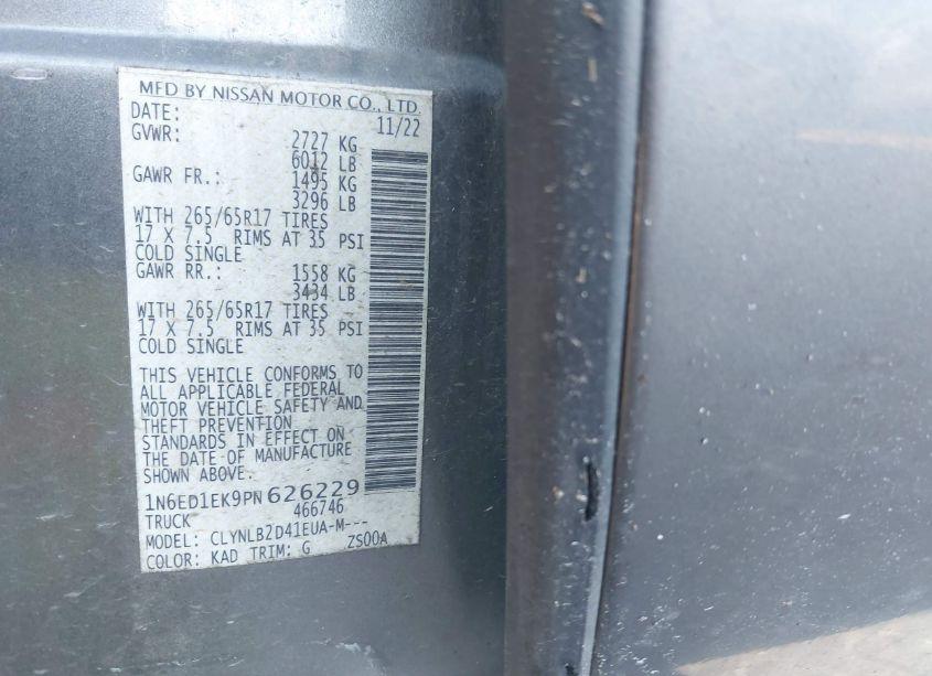 Photo 9 of 2023 Nissan Frontier SV 4X4 (VIN 1N6ED1EK9PN626229)