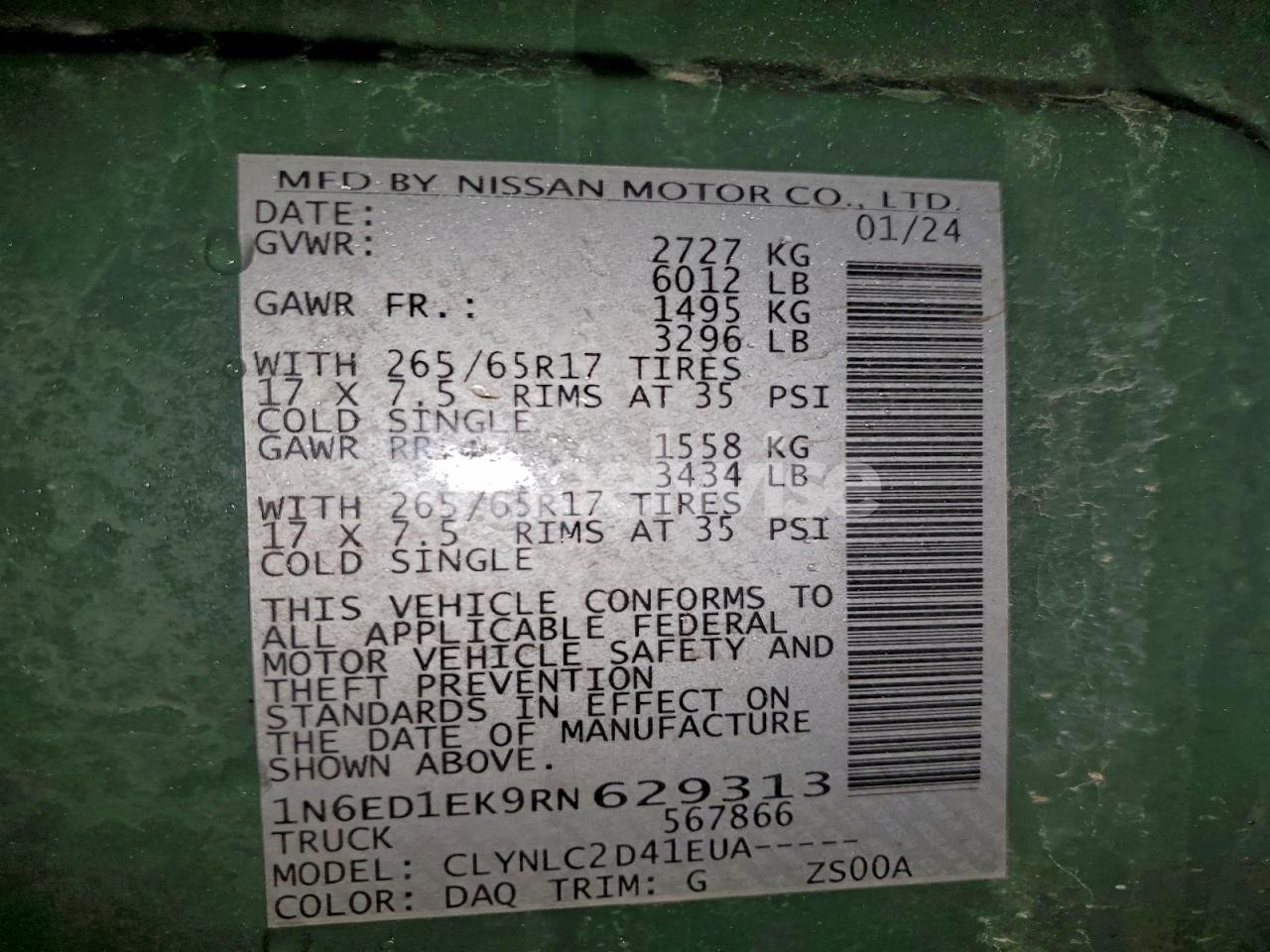 Photo 12 of 2024 NISSAN FRONTIER S (VIN 1N6ED1EK9RN629313)