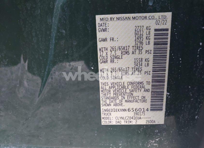 Photo 9 of 2022 Nissan Frontier SV 4X4 (VIN 1N6ED1EKXNN656014)