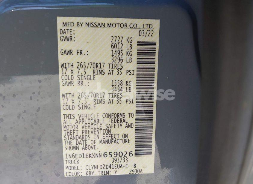 Photo 9 of 2022 Nissan Frontier PRO-4X 4X4 (VIN 1N6ED1EKXNN659026)