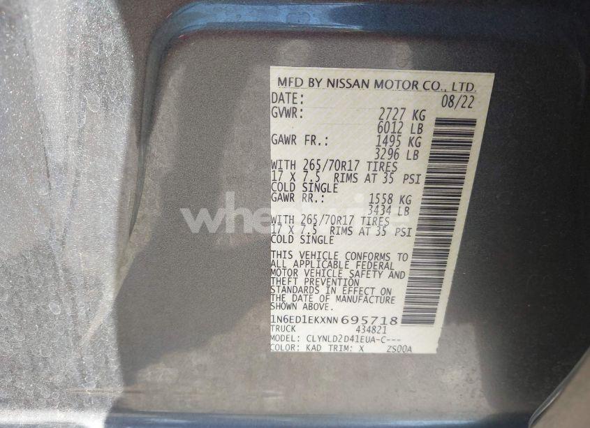 Photo 9 of 2022 Nissan Frontier PRO-4X 4X4 (VIN 1N6ED1EKXNN695718)