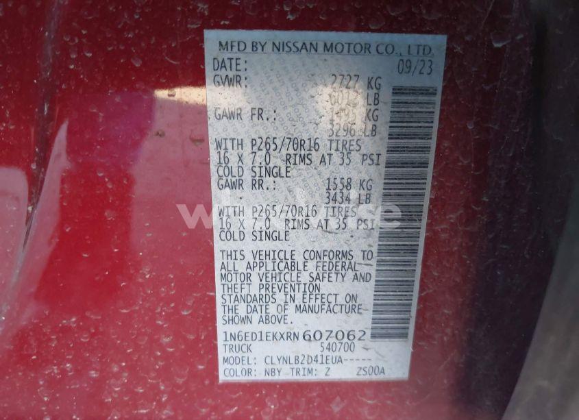 Photo 9 of 2024 Nissan Frontier SV 4X4 (VIN 1N6ED1EKXRN607062)