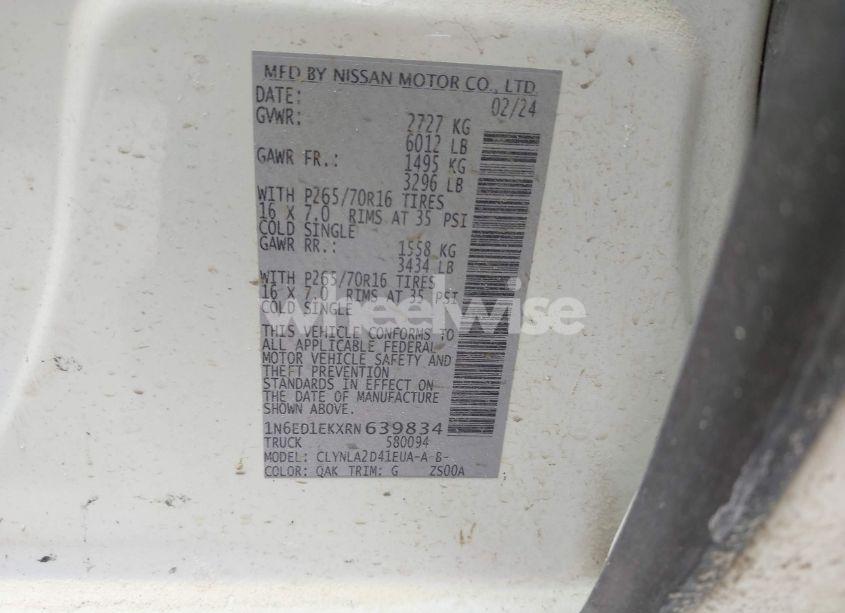 Photo 9 of 2024 Nissan Frontier S 4X4 (VIN 1N6ED1EKXRN639834)