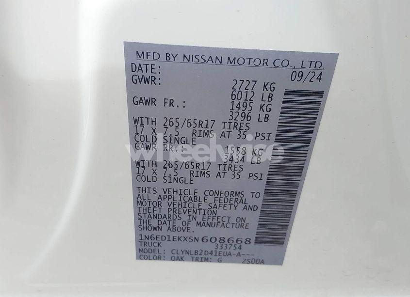 Photo 9 of 2025 Nissan Frontier SV 4X4 (VIN 1N6ED1EKXSN608668)