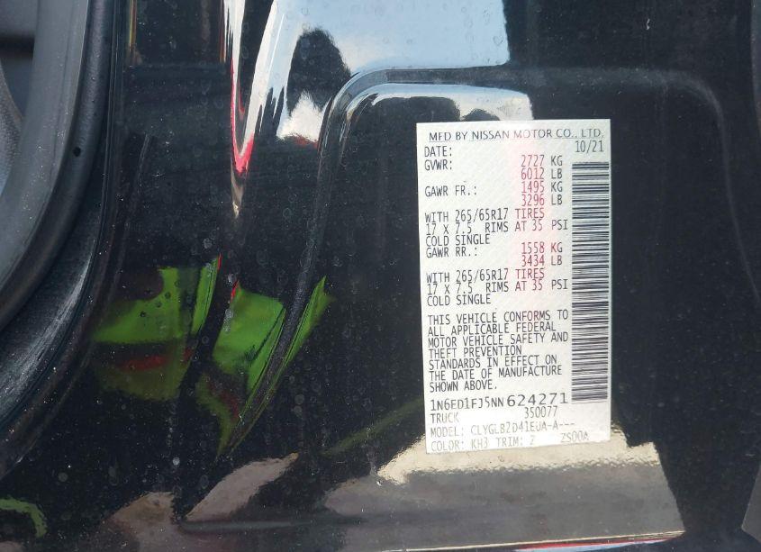 Photo 9 of 2022 Nissan Frontier LONG BED SV 4X2 (VIN 1N6ED1FJ5NN624271)