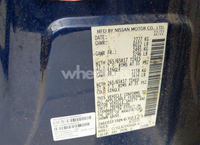 Photo 9 of 2023 Nissan Frontier LONG BED SV 4X2 (VIN 1N6ED1FJ9PN630125)