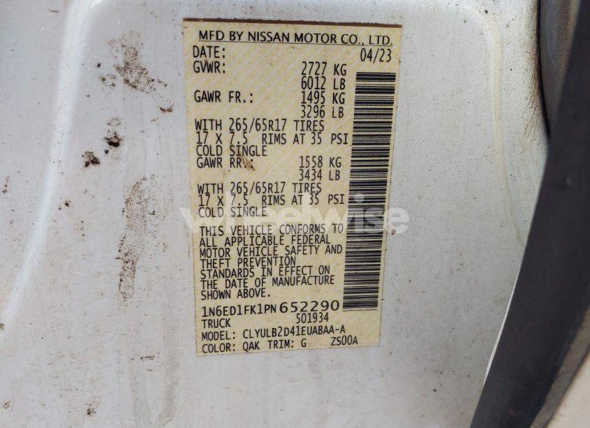 Photo 9 of 2023 Nissan Frontier LONG BED SV 4X4 (VIN 1N6ED1FK1PN652290)