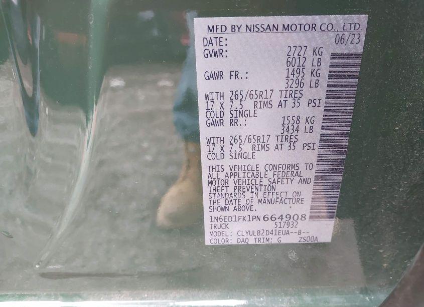 Photo 9 of 2023 Nissan Frontier LONG BED SV 4X4 (VIN 1N6ED1FK1PN664908)