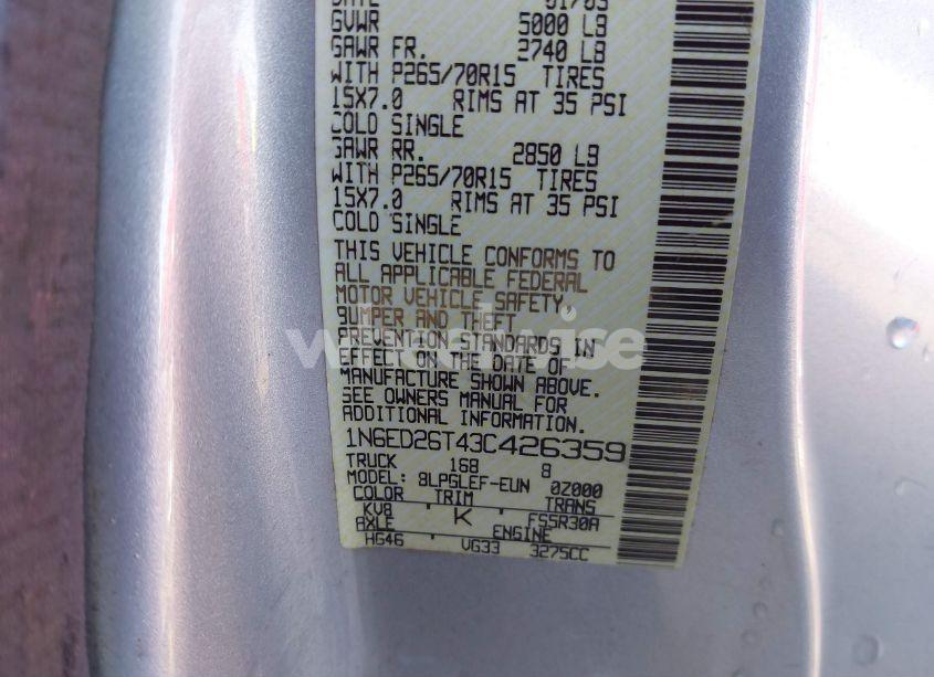 Photo 9 of 2003 Nissan Frontier DESERT RUNNER XE-V6 (VIN 1N6ED26T43C426359)