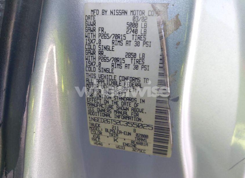 Photo 9 of 2002 Nissan Frontier DESERT RUNNER XE-V6 (VIN 1N6ED26T52C355025)