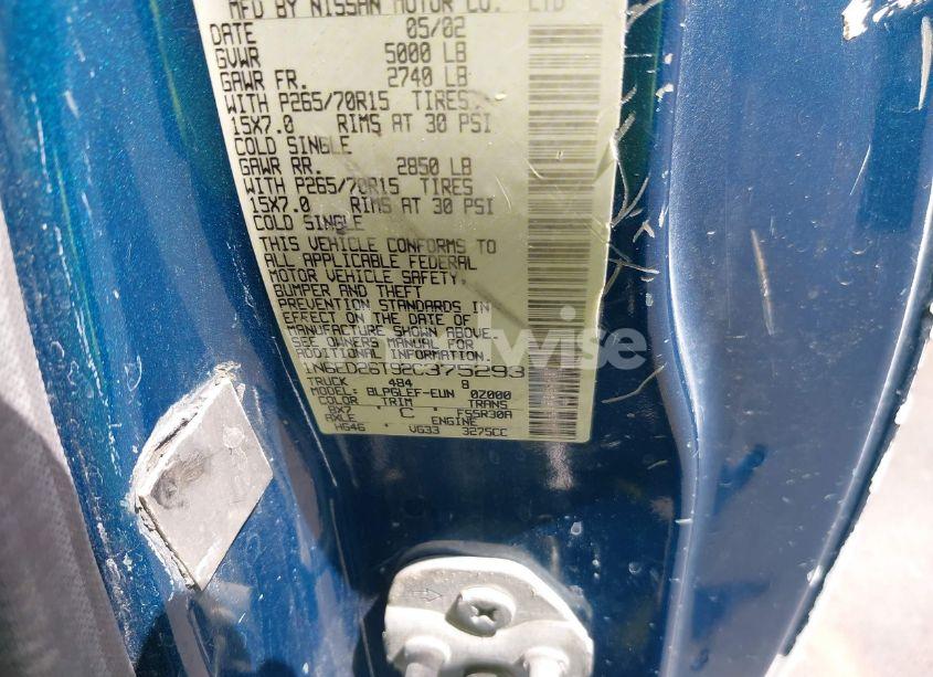 Photo 9 of 2002 Nissan Frontier DESERT RUNNER XE-V6 (VIN 1N6ED26T92C375293)