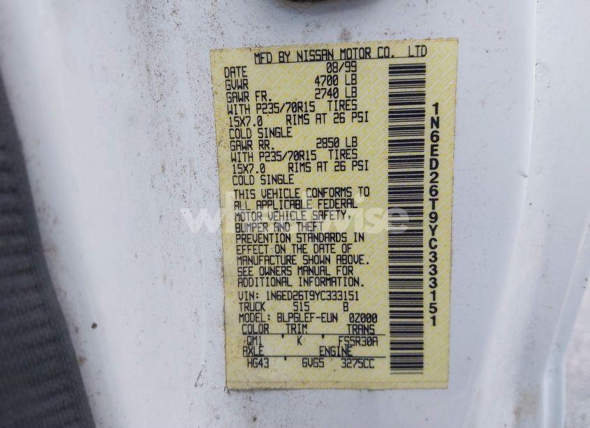 Photo 9 of 2000 Nissan Frontier DESERT RUNNER SE-V6/DESERT RUNNER XE-V6 (VIN 1N6ED26T9YC333151)