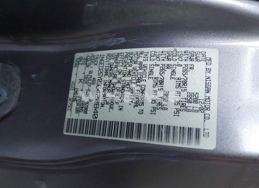 Photo 9 of 2003 Nissan Frontier XE-V6 (VIN 1N6ED26Y03C422840)