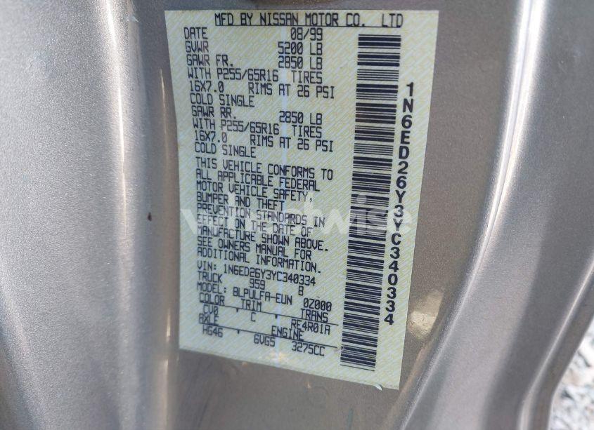 Photo 9 of 2000 Nissan Frontier SE-V6/XE-V6 (VIN 1N6ED26Y3YC340334)