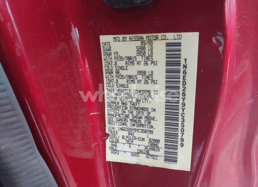 Photo 9 of 2000 Nissan Frontier SE-V6/XE-V6 (VIN 1N6ED26Y9YC350799)