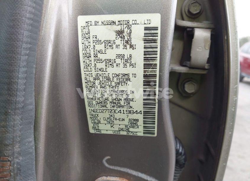 Photo 9 of 2003 Nissan Frontier SE-V6 (VIN 1N6ED27T03C419844)