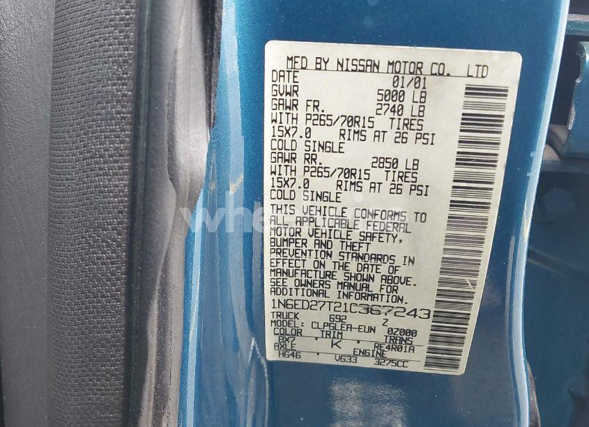 Photo 9 of 2001 Nissan Frontier XE-V6 (VIN 1N6ED27T21C367243)