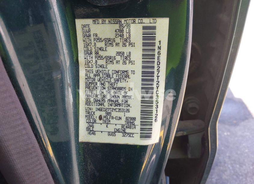 Photo 9 of 2000 Nissan Frontier SE-V6/XE-V6 (VIN 1N6ED27T2YC353126)