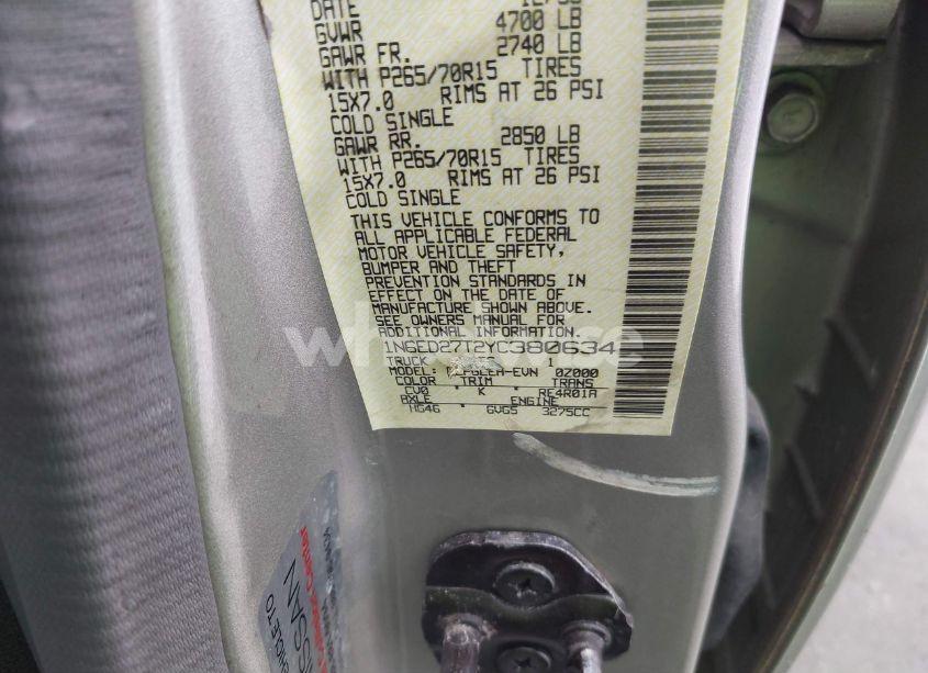 Photo 9 of 2000 Nissan Frontier SE-V6/XE-V6 (VIN 1N6ED27T2YC380634)