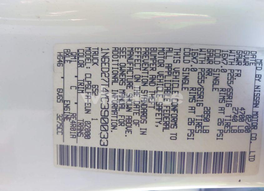 Photo 9 of 2000 Nissan Frontier SE-V6/XE-V6 (VIN 1N6ED27T4YC390033)