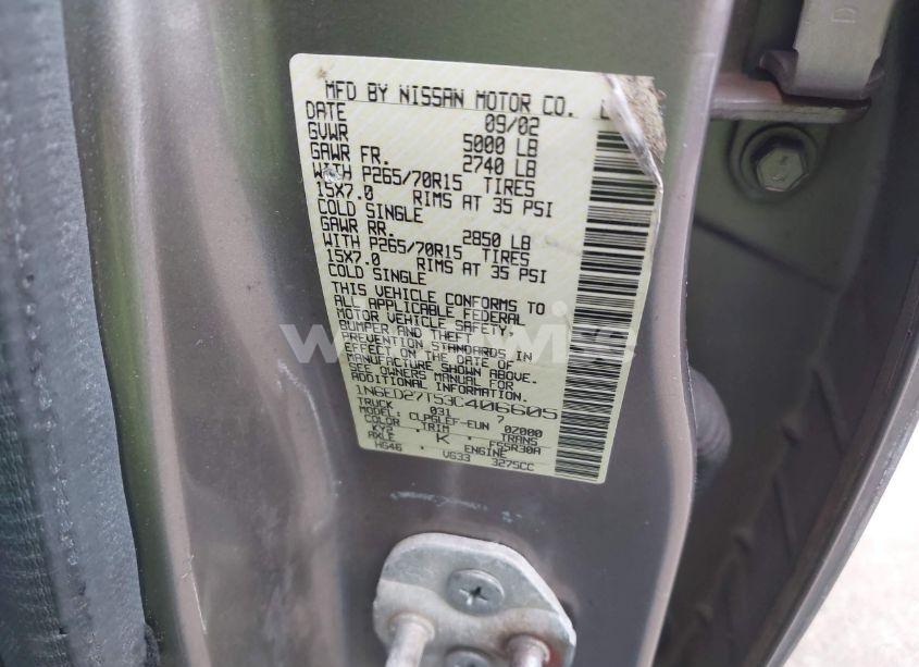 Photo 9 of 2003 Nissan Frontier XE-V6 (VIN 1N6ED27T53C406605)