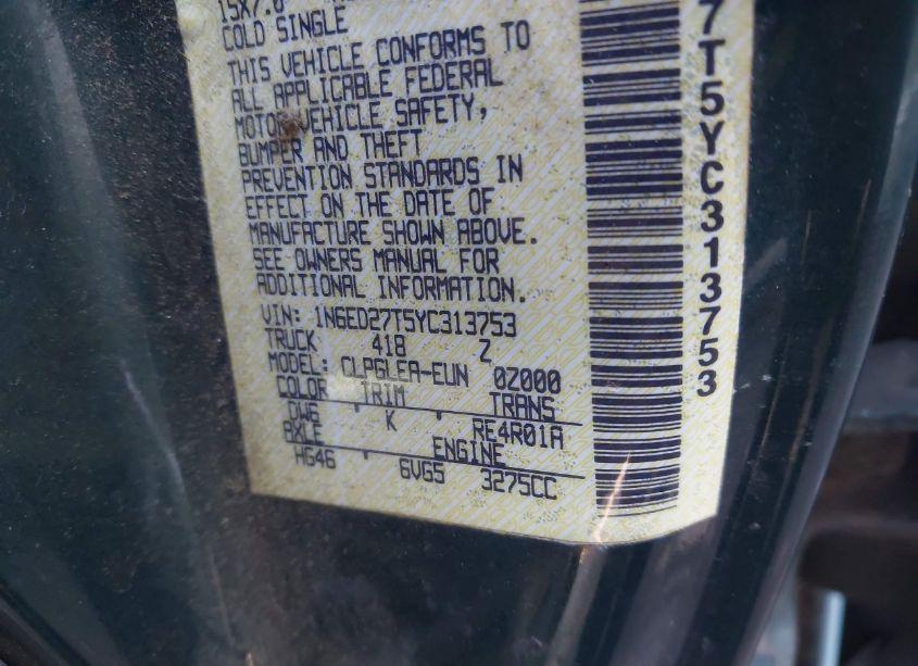 Photo 9 of 2000 Nissan Frontier SE-V6/XE-V6 (VIN 1N6ED27T5YC313753)