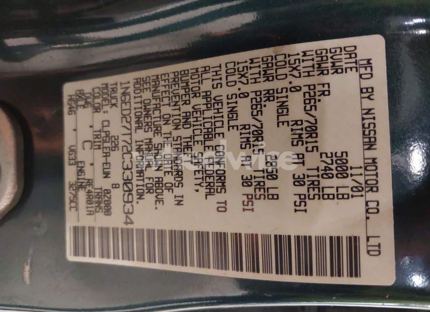 Photo 9 of 2002 Nissan Frontier XE-V6 (VIN 1N6ED27T72C330934)