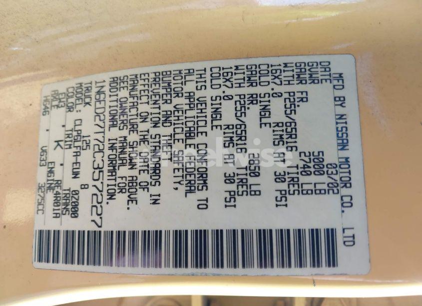 Photo 9 of 2002 Nissan Frontier SE-V6 (VIN 1N6ED27T72C357227)