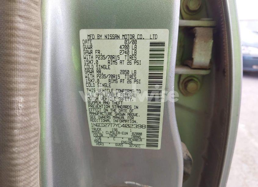 Photo 9 of 2000 Nissan Frontier SE-V6/XE-V6 (VIN 1N6ED27T7YC402398)