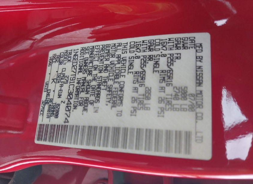 Photo 9 of 2001 Nissan Frontier SE-V6 (VIN 1N6ED27T91C304074)