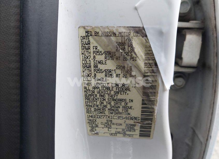 Photo 9 of 2001 Nissan Frontier SE-V6 (VIN 1N6ED27TX1C354806)